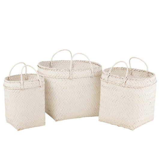 beachlove_Exklusive_Wohnaccessoires_im_Beach_Chic_StilKorb Set Salia quadratisch, Rattan, Weiß  J-Line by Jolipa   